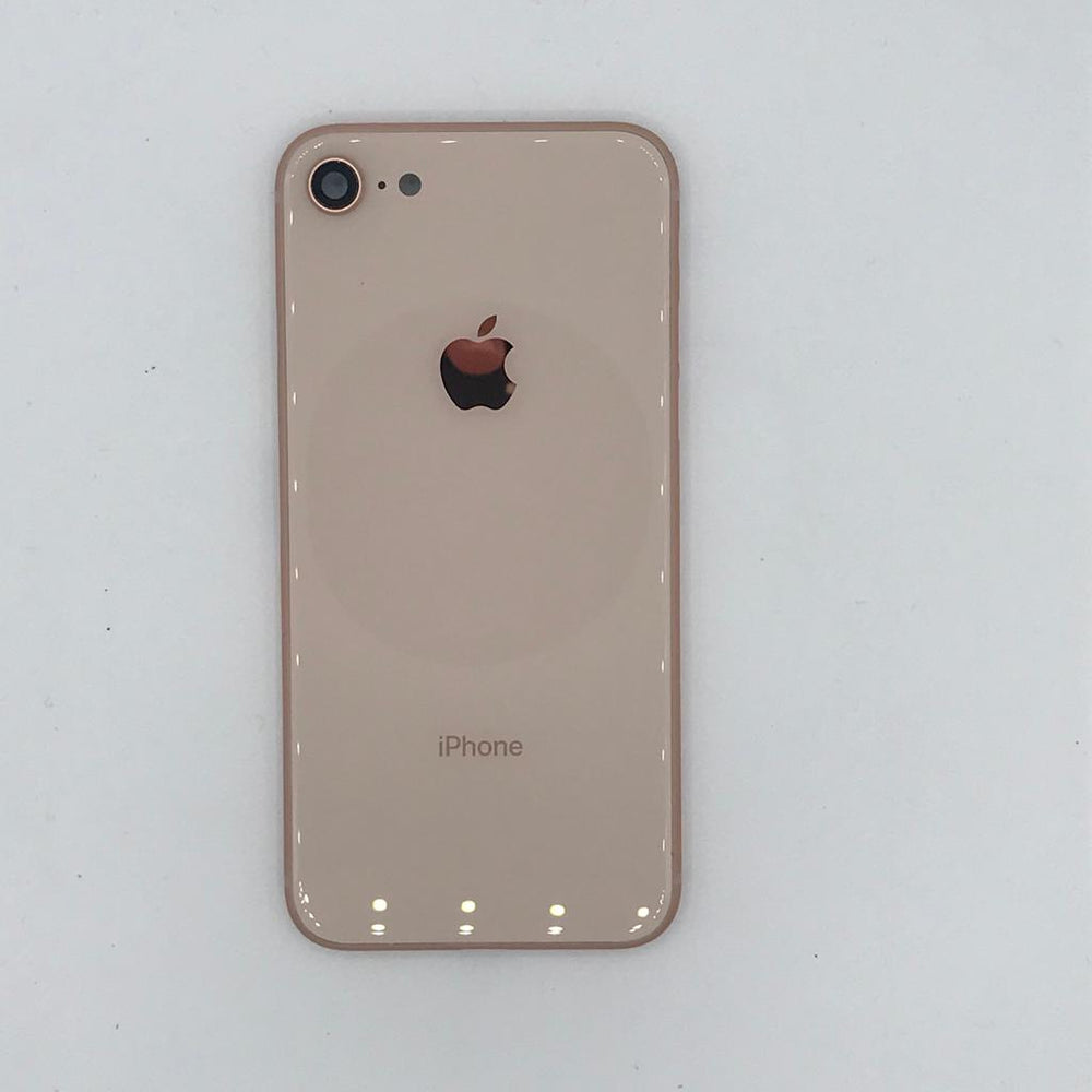 Agujero grande de vidrio trasero para Apple iPhone 8 Reparación de la  cubierta de la carcasa del panel trasero dorado